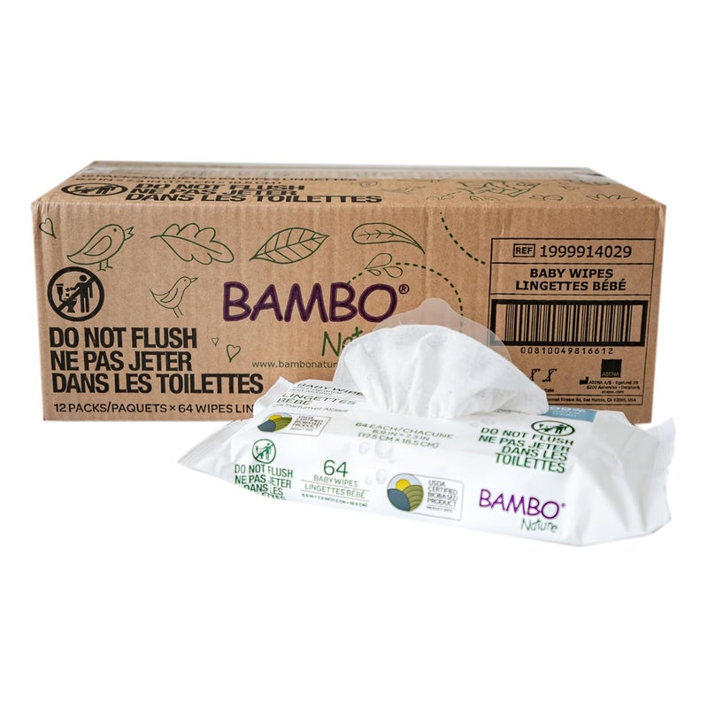 BAMBO NATURE مناديل أطفال معتمدة من وزارة الزراعة الأمريكية 768 قطعة - Image 3